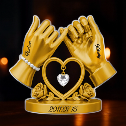 Kéz a Kézben - Személyre Szabott Egyedi Formájú Akril Szobor Szerelmeseknek