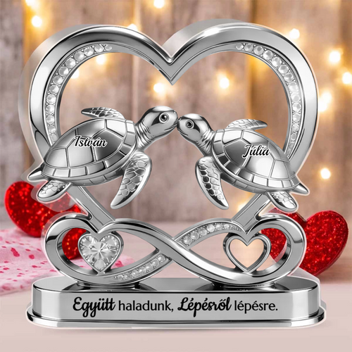 Kéz a Kézben - Teknősökként Együtt - Egyedi Formájú Személyre Szabott Akril Szobor