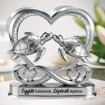Kéz a Kézben - Teknősökként Együtt - Egyedi Formájú Személyre Szabott Akril Szobor