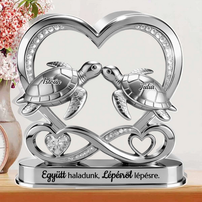 Kéz a Kézben - Teknősökként Együtt - Egyedi Formájú Személyre Szabott Akril Szobor